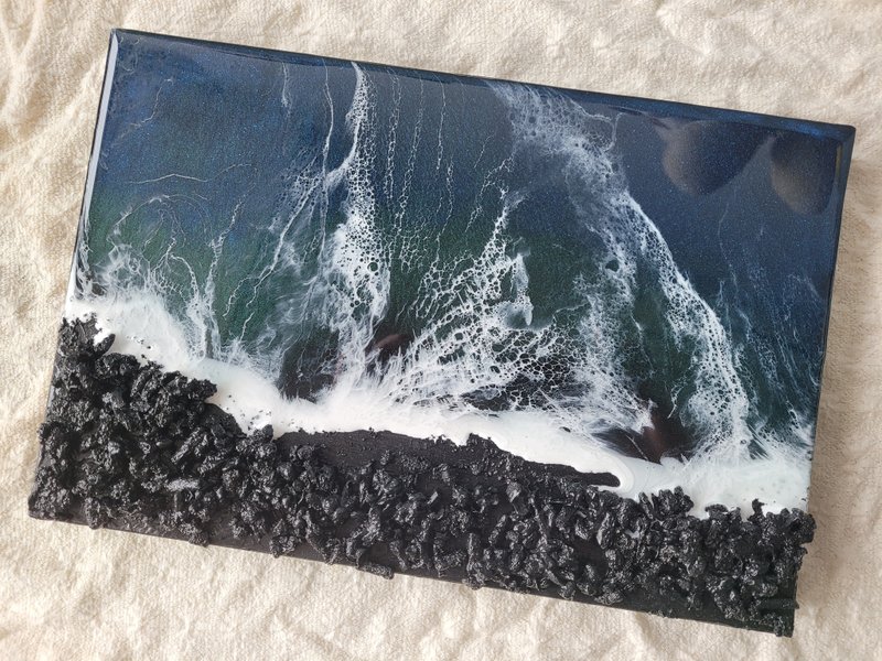 蓝黑海浪树脂艺术挂画 (3D) - 海报/装饰画/版画 - 木头 