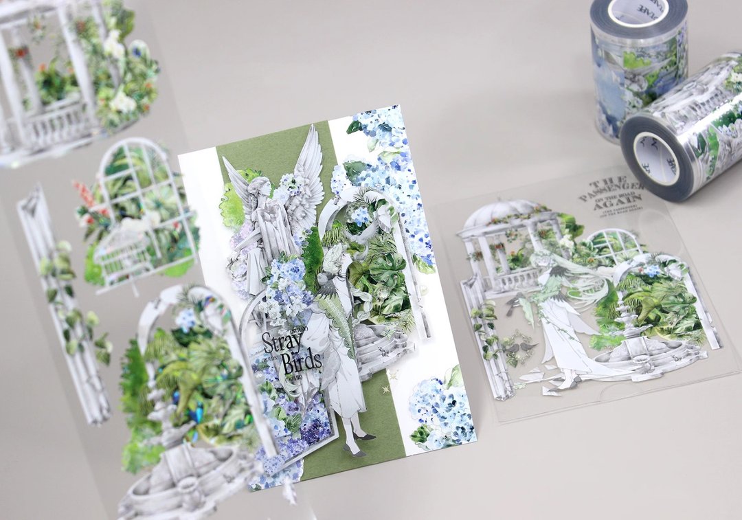 废弃伊之甸  PET 琉璃光 森系造景 和紙膠帶   10米卷 - 纸胶带 - 其他材质 多色