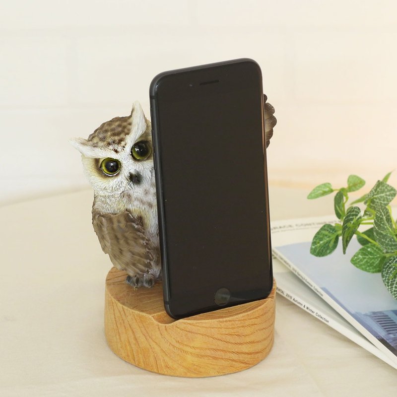 Devalier ca218k [正品] 猫头鹰雕像智慧型手机支架树脂礼物可爱生日礼物 - 摆饰 - 树脂 咖啡色