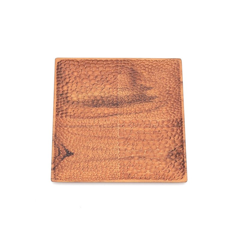 天然柚木方型托盘/餐盘M号-波点款│24CM不上漆原木制 露营野餐 - 盘子/餐盘/盘架 - 木头 咖啡色