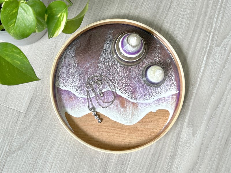 21 厘米木质托盘，深紫色海洋，结婚礼物，居家礼物 - 盘子/餐盘/盘架 - 木头 紫色