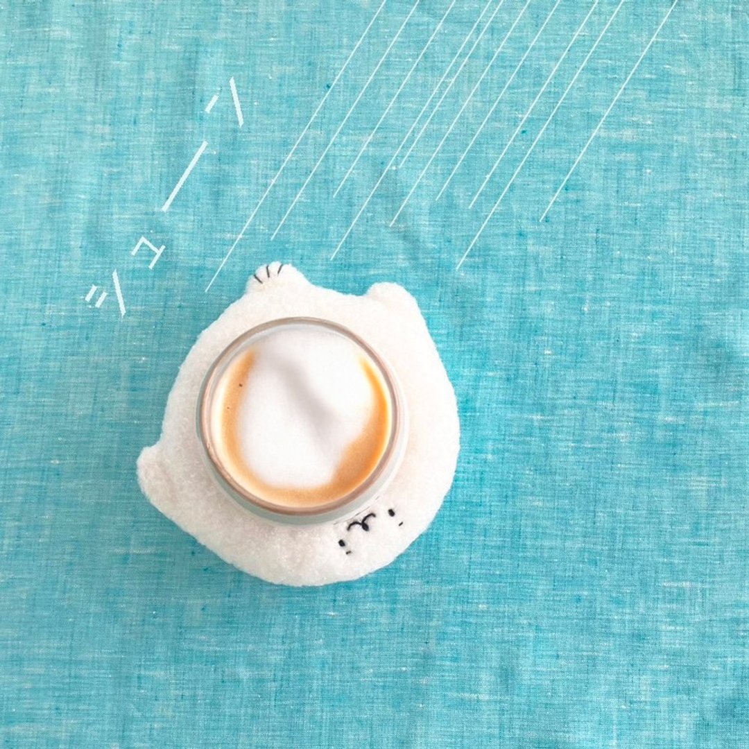 小海豹甜甜圈杯垫 - 杯垫 - 羊毛 白色