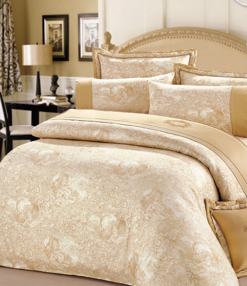 【R786 法国情怀】100% 40支精梳棉 七件式全套组 - 寝具 - 棉．麻 金色