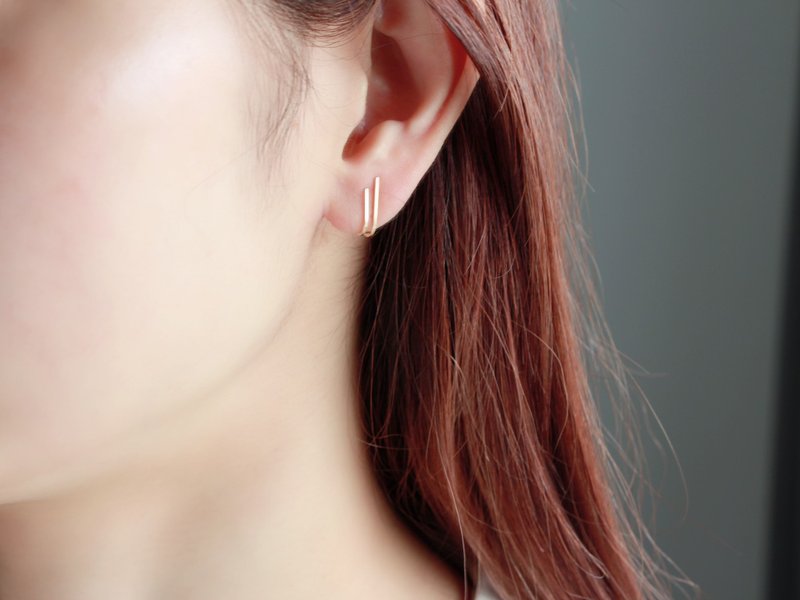 14k 金填充 双线饰夹 - 耳环/耳夹 - 其他金属 金色