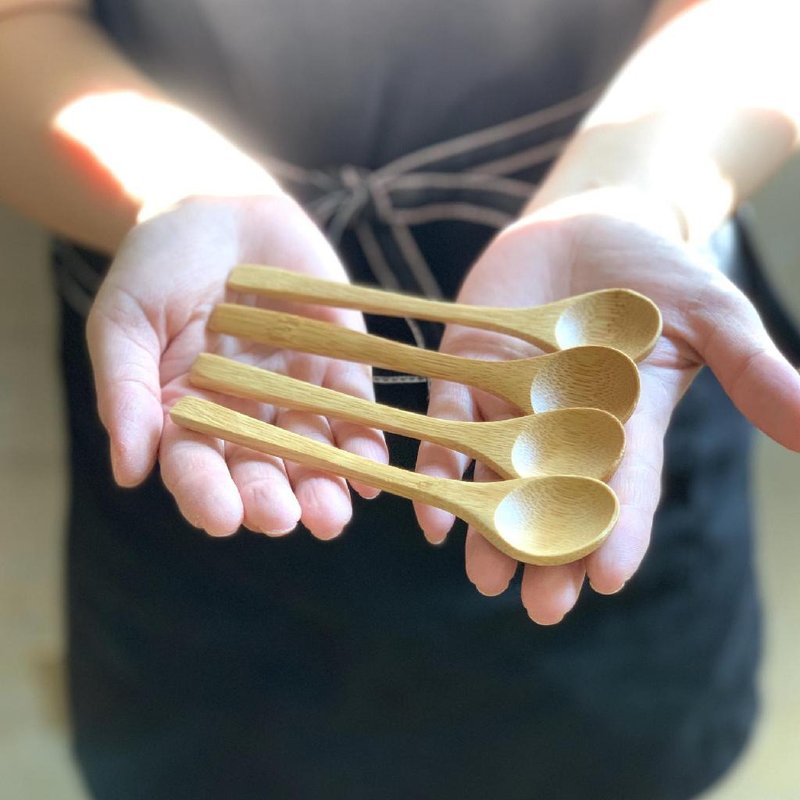 【SPICE】日本 天然竹制小汤匙4只组 - 餐刀/叉/匙组合 - 竹 多色