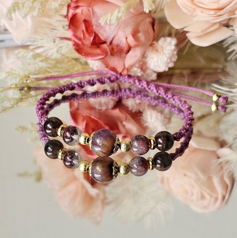 极光紫幻织-蜡线编织款/幸运绳/幸运手链/高品紫钛晶/毒液超七 - 手链/手环 - 水晶 多色