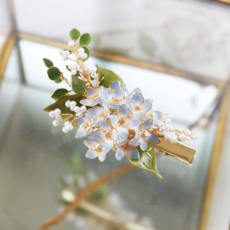 【绣球捧花发夹】绣球花捧花发夹  手工铜线树脂  发饰/发夹 - 发饰 - 树脂 蓝色