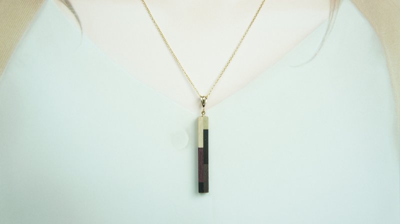 New FOSSIL SERIES rod necklace - 项链 - 木头 咖啡色