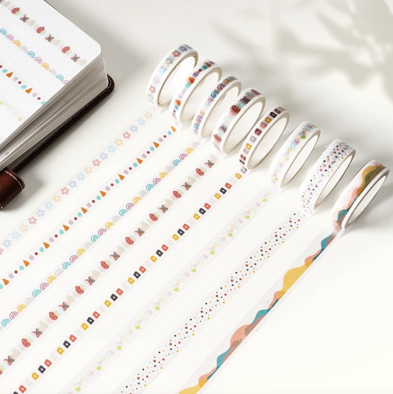 色彩在说话 / 黑白像素 PET 和纸胶带 5米卷 8卷套装 - 纸胶带 - 纸 多色