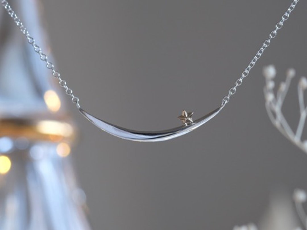 Næturslippur necklace　K10YG×silver925 - 项链 - 其他金属 银色