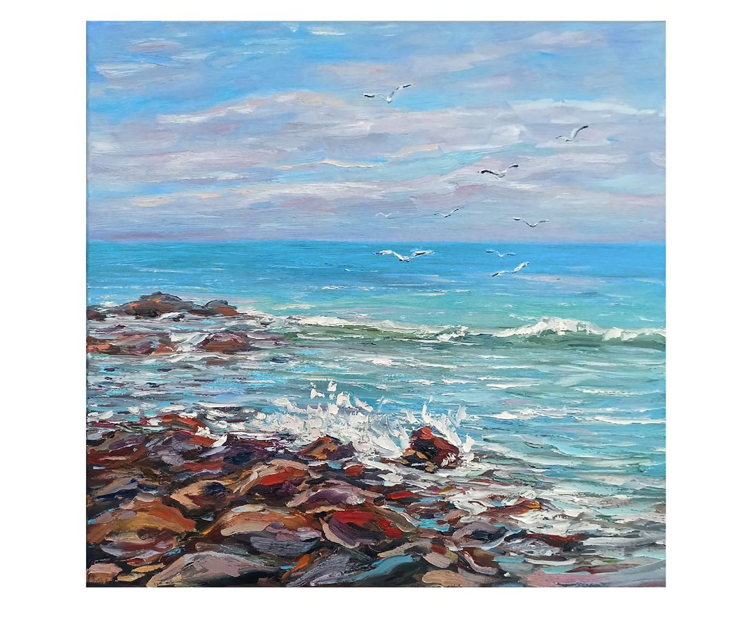 Seascape Painting Artwork Original Art Canvas Wall Art 油画 - 海报/装饰画/版画 - 棉 蓝色