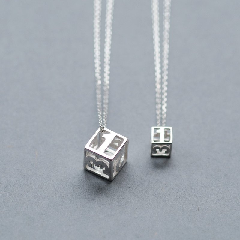 2 件组）骰子一对项链银925 - 项链 - 其他金属 银色