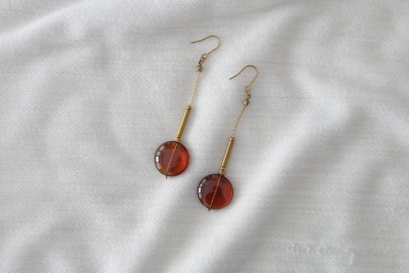 地仙 L'IMMORTEL 情书 黄铜 琉璃 /ve201 - 耳环/耳夹 - 铜/黄铜 咖啡色