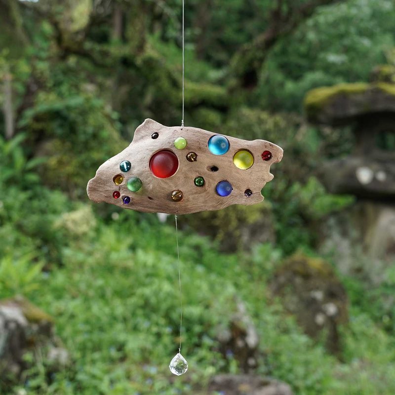 为您的空间带来阳光 浮木与太阳光捕捉器&风铃吊饰 窗户装饰 玻璃珠 水晶棱镜 海滩风格 70 - 墙贴/壁贴 - 玻璃 咖啡色