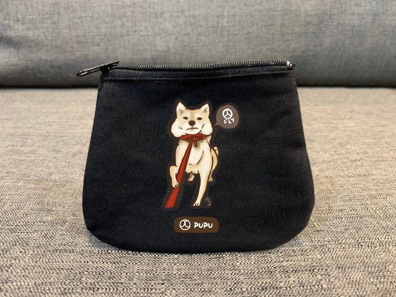 柴犬拉绳--零钱包--台湾制棉麻-拉链-钞票卡片-环保-苍蝇星球 - 零钱包 - 棉．麻 咖啡色