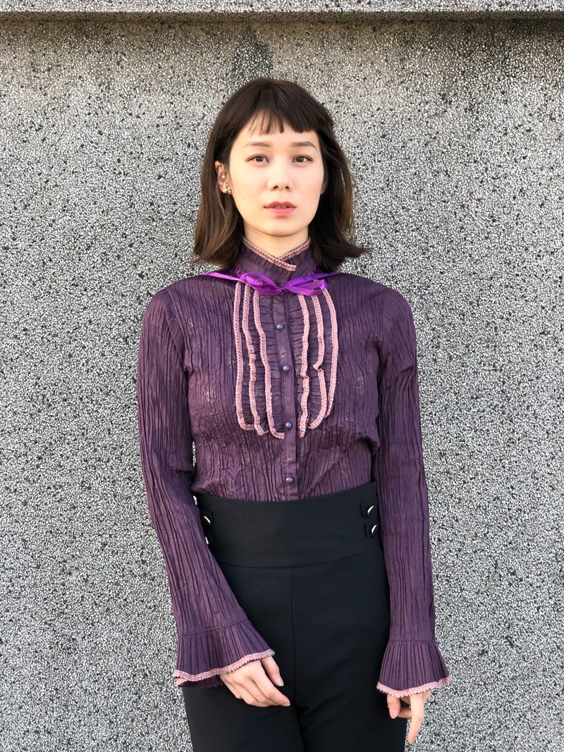凡尔赛玫瑰风蕾丝领衬衫 - 女装衬衫 - 其他材质 