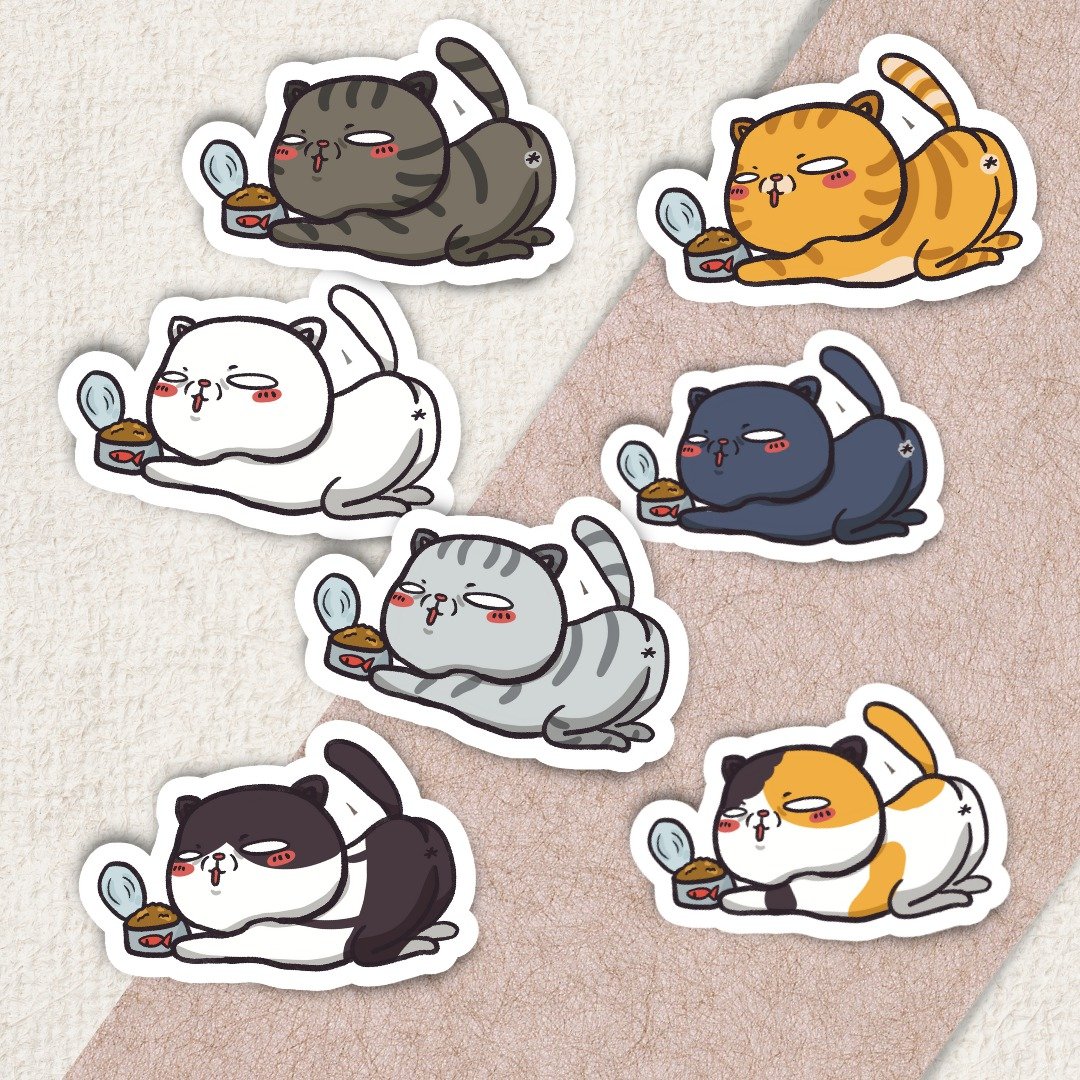 猫咪贴纸 / 我爱罐罐 / pvc / 5cm - 贴纸 - 其他材质 多色