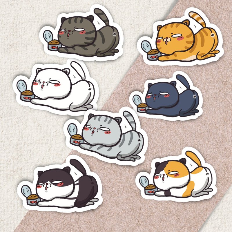 猫咪贴纸 / 我爱罐罐 / pvc / 5cm - 贴纸 - 其他材质 多色