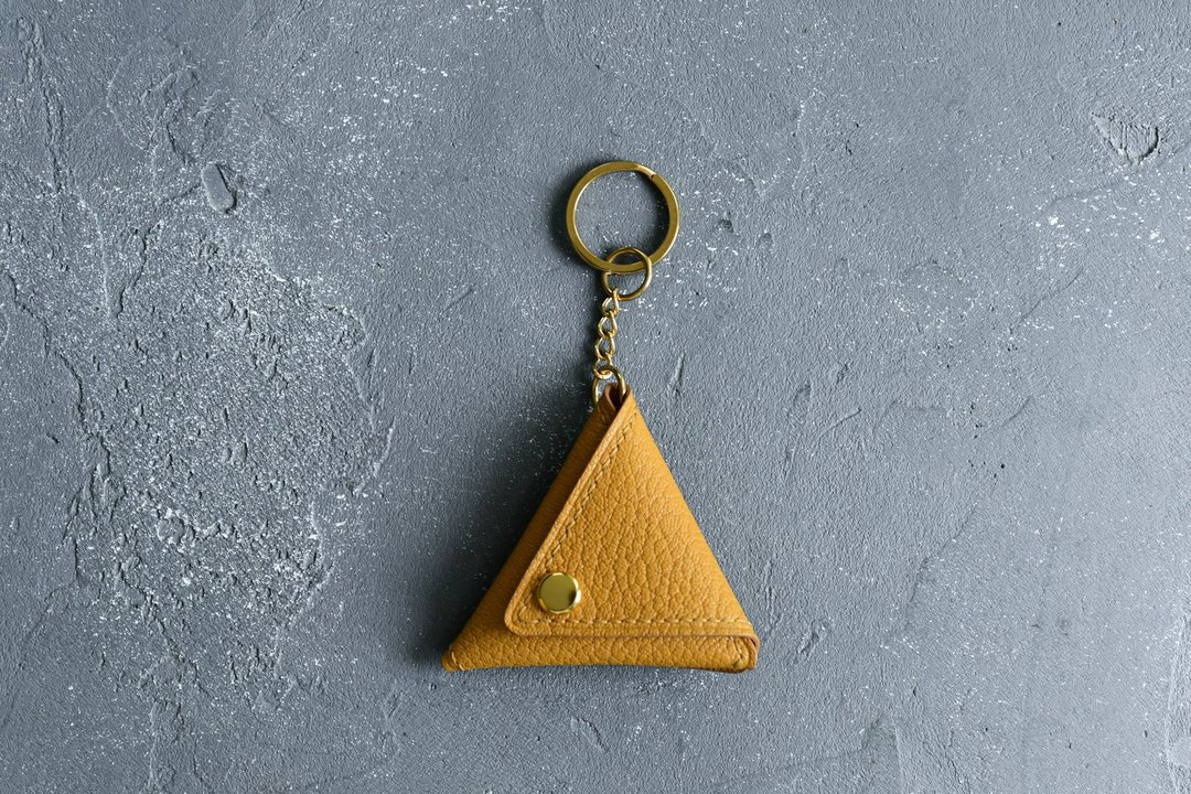 全手工皮革零钱包 钥匙圈 挂饰 - 零钱包 - 真皮 黄色