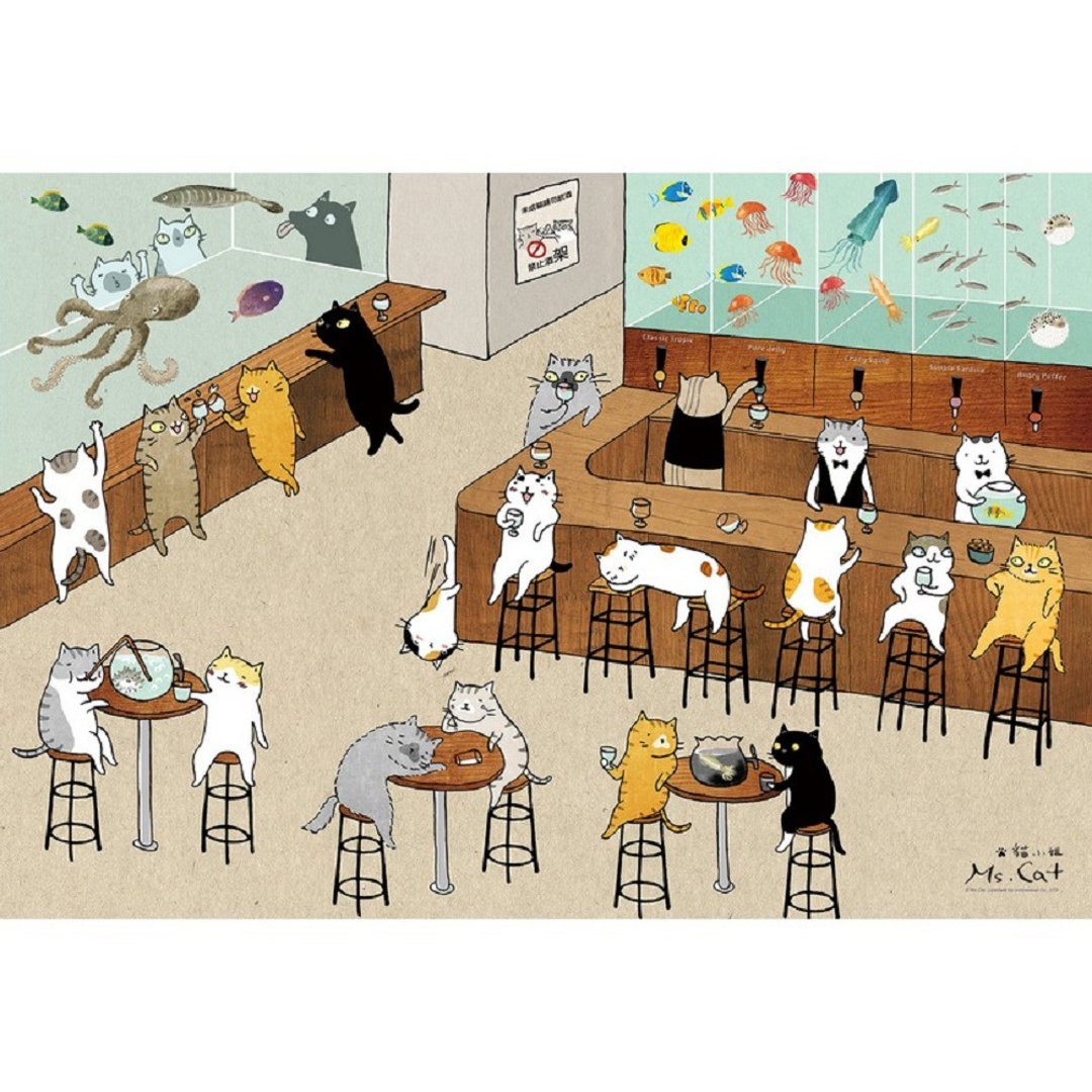 300片拼图-蓝色啤酒海(插画家:猫小姐 Ms. Cat) - 拼图 - 纸 