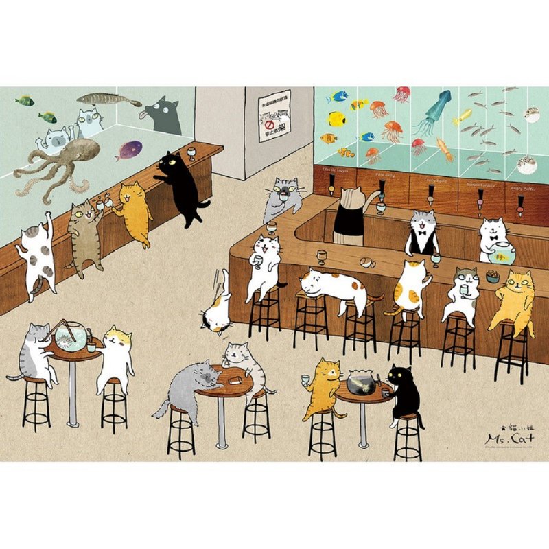 300片拼图-蓝色啤酒海(插画家:猫小姐 Ms. Cat) - 拼图 - 纸 