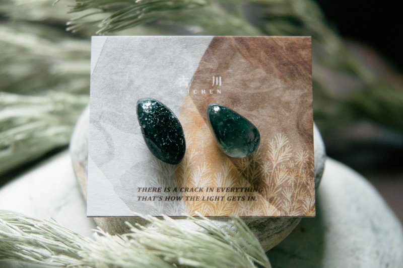 CRACK | 矿物系耳环 |  EARRINGS - 耳环/耳夹 - 玉石 绿色