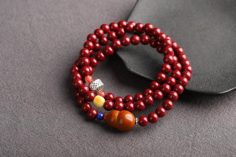 新款美货 天然原矿朱砂精品紫金砂三圈手链 朱砂含量高达95%以上 - 手链/手环 - 宝石 