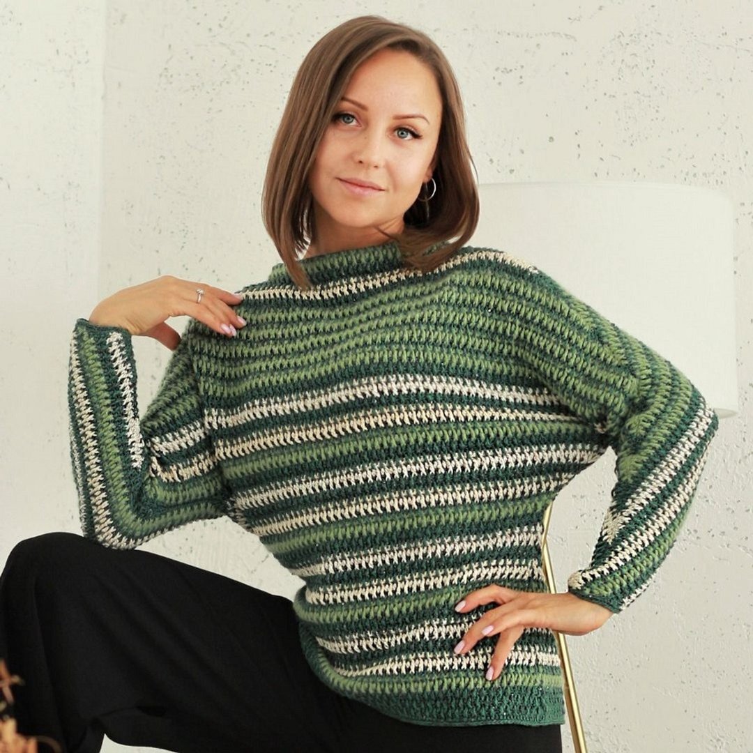 Crochet woman sweater Hope pattern pdf (electronic file, digital download) - 编织/刺绣/羊毛毡/裁缝 - 棉 绿色