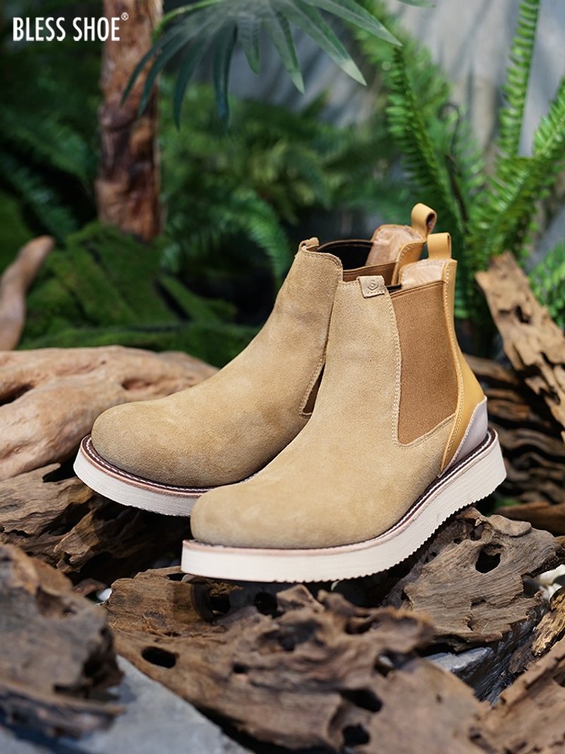 Chelsea Boot固特异工艺切尔西靴 大地色系麂皮手工靴 - 男款靴子 - 其他材质 卡其色