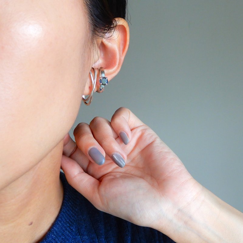 Swag Ear Cuff Oval Cross / silver C091 - 耳环/耳夹 - 纯银 银色