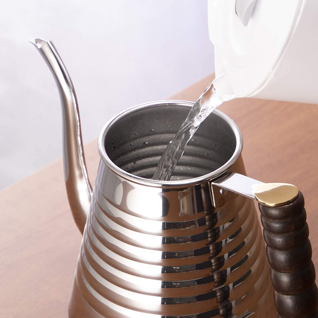 IH炉适用【日本】Kalita 不锈钢 原木把手 波纹手冲壶 (1000ml) - 其他 - 其他材质 银色