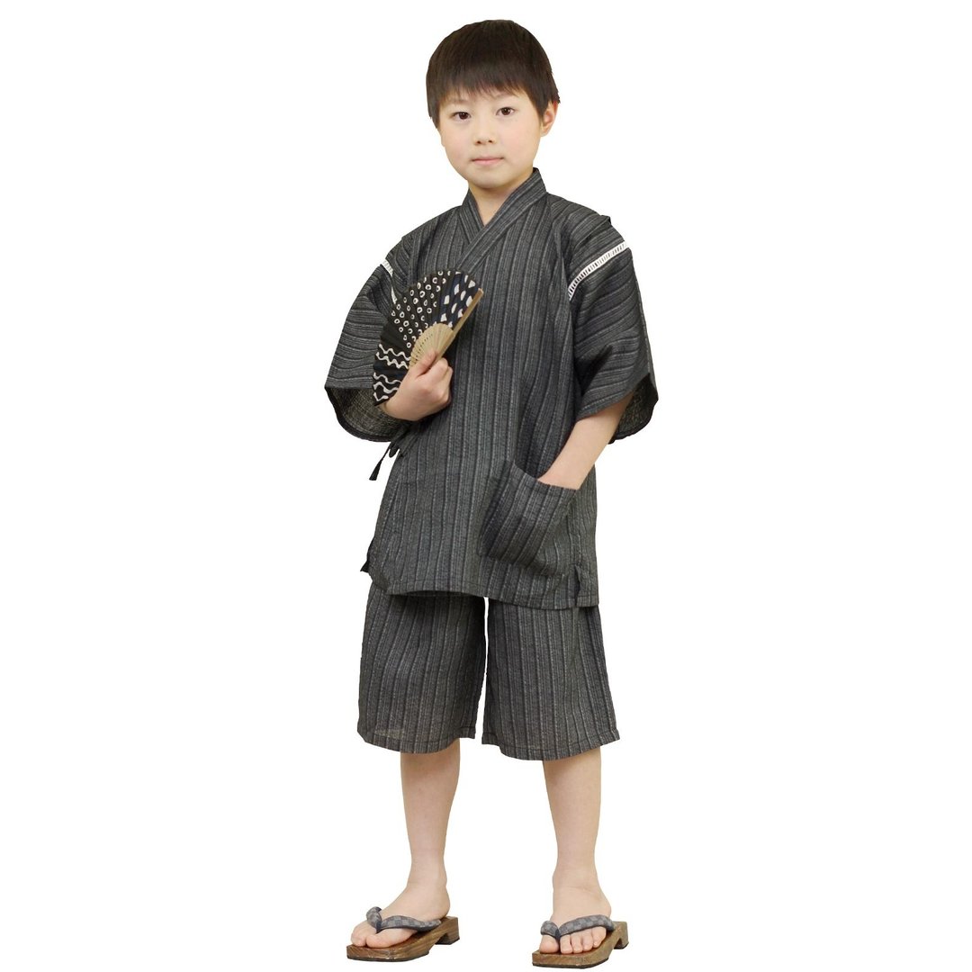 日本 和服 小孩 绵麻 甚平 休闲服 睡衣 成套组 100-130size wn10 - 居家服/睡衣 - 棉 蓝色