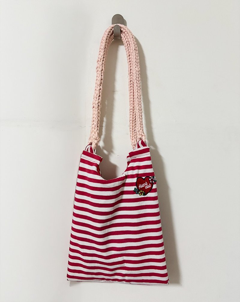 条纹二手的 T 恤编织包 - 侧背包/斜挎包 - 棉．麻 红色