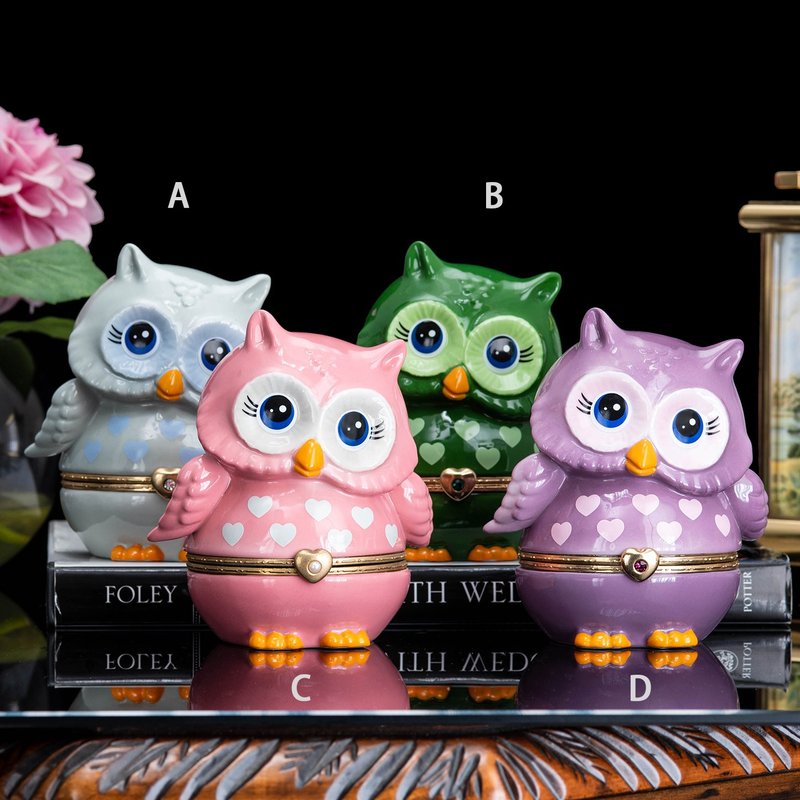 美国Bradford可爱猫头鹰2013限量陶瓷首饰盒音乐盒音乐铃4色可选 - 摆饰 - 瓷 