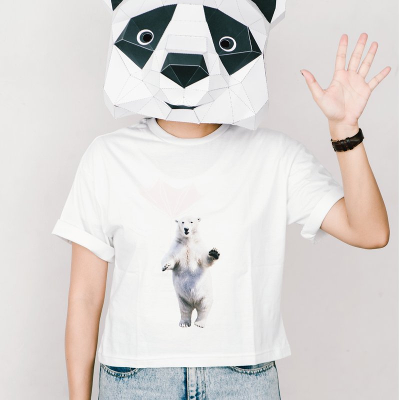 CAUTION, HIGH WINDS ,Changeable color crop-tee - 女装 T 恤 - 棉．麻 白色