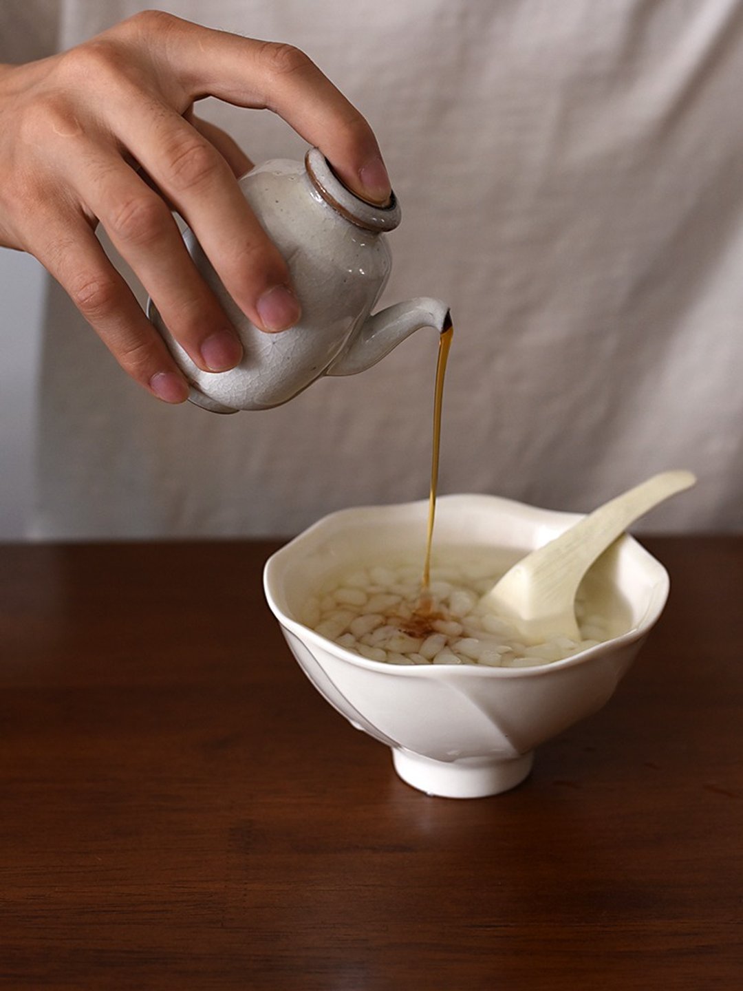言己生活原创手工陶瓷 饭碗 八角葵口 食器日式高足莲花碗 - 碗 - 瓷 