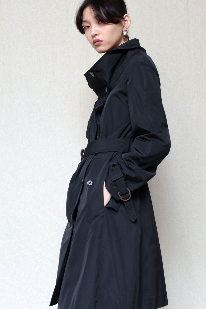 南瓜Vintage。Stella McCartney 匈牙利制 黑色 系带 双排扣 风衣 - 女装休闲/机能外套 - 聚酯纤维 黑色