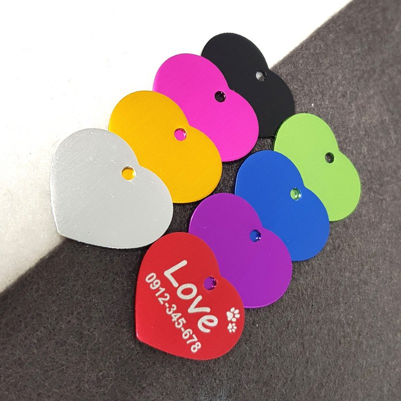 【Fulgor Jewel】富狗定制吊牌 猫狗吊牌 免费单面刻字 铝质爱心 - 项圈/牵绳 - 铝合金 