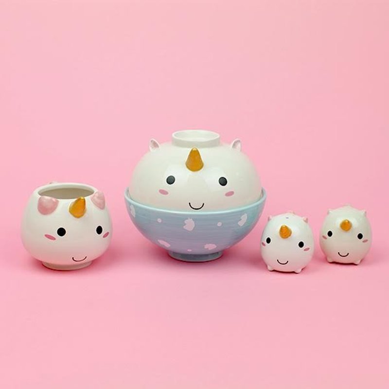 Elodie独角兽豪华餐具组 (马克杯+拉面碗+盐巴胡椒罐) - 厨房用具 - 陶 多色
