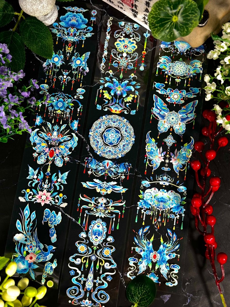 点翠蓝 PET 纸胶带 白墨贝壳光 10米卷 - 纸胶带 - 塑料 多色