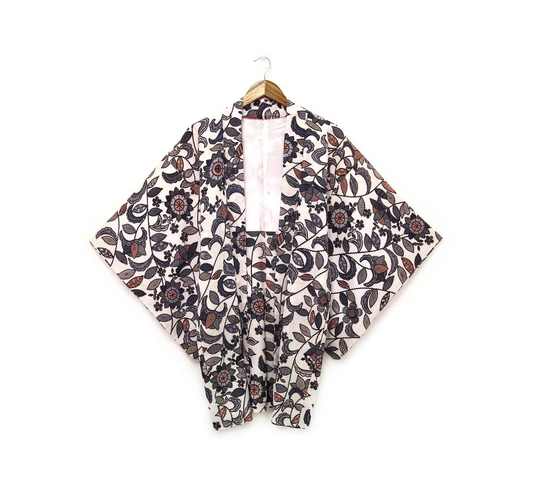 Back to Green::  日本带回正古着羽织 童趣插画  vintage kimono - 女装休闲/机能外套 - 棉 透明