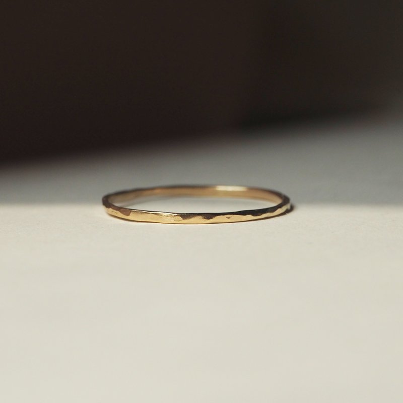 14K 纯K金-手工锻敲 细戒 线戒 - 戒指 - 贵金属 金色