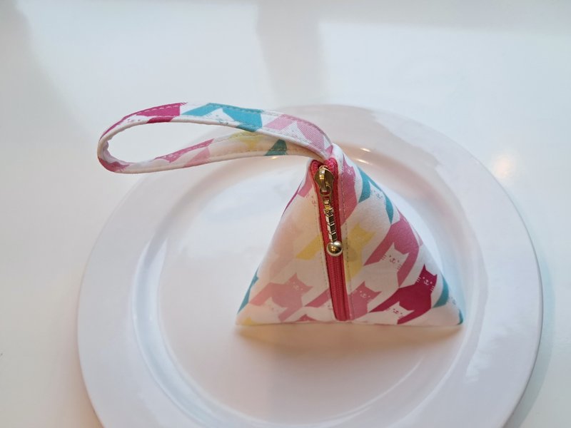 三角粽子零钱包_粉 - 零钱包 - 棉．麻 粉红色