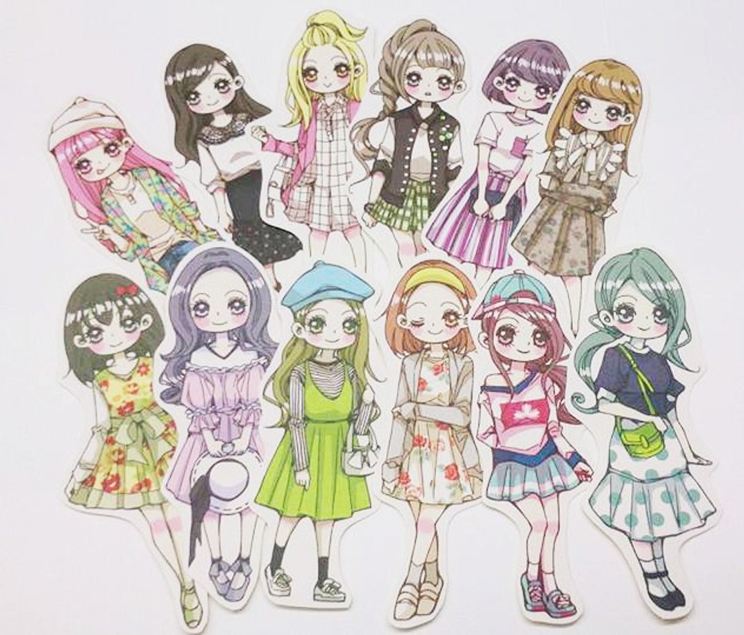 春服女孩12入。贴纸包 (B款) - 贴纸 - 纸 多色