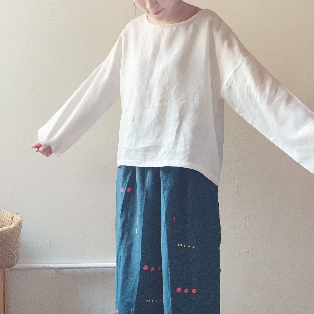 布料补货到 心花系列-棉麻宽宽白色舒服上衣 - 女装上衣 - 棉 白色