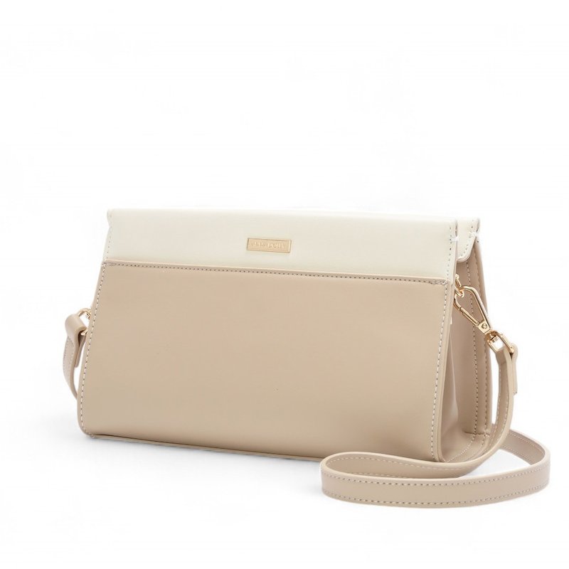 ANNA DOLLY 轻盈双色斜背包 杏配白 - 侧背包/斜挎包 - 其他材质 