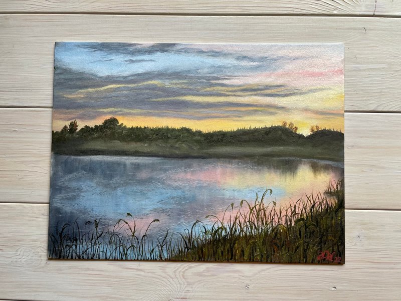 Colorful sunset on the lake - 海报/装饰画/版画 - 棉．麻 多色