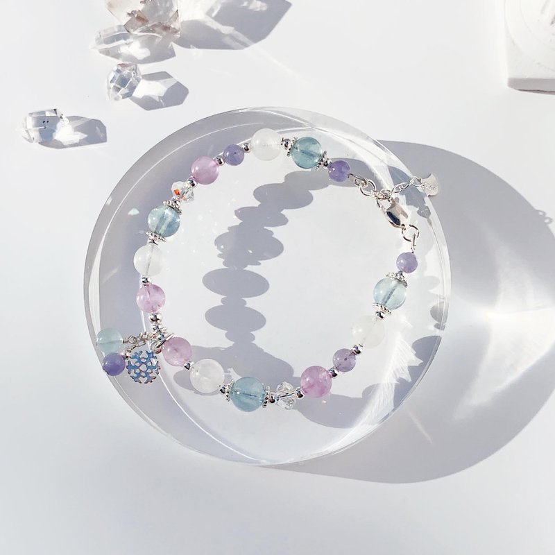 坦桑石 海蓝宝 薰衣草紫晶 月光石 S925纯银 天然水晶手链 - 手链/手环 - 水晶 多色