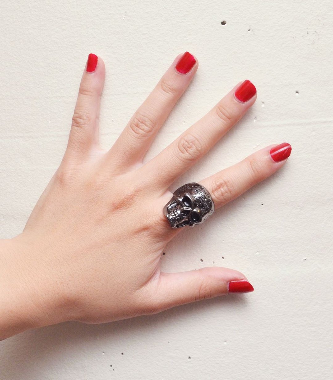 Logo Skull Ring/银/黑/#9/#11/hellcatpunks/hcp-b194-12 - 戒指 - 铜/黄铜 黑色