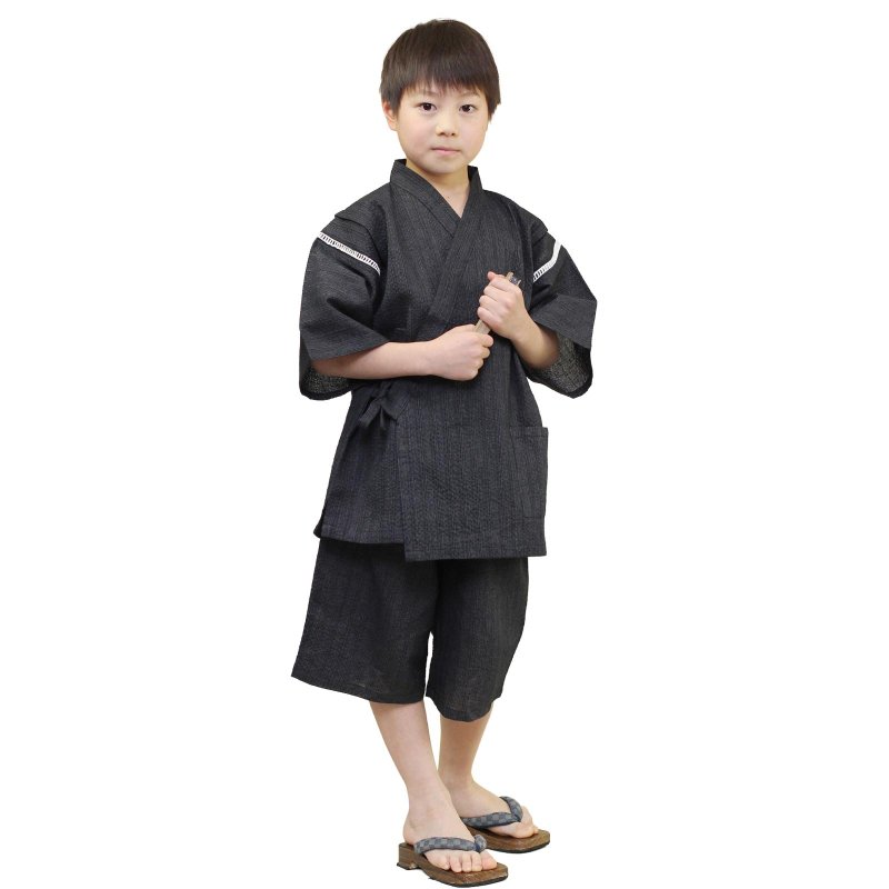 日本 和服 小孩 绵麻 甚平 休闲服 睡衣 成套组 100-130size wn10 - 居家服/睡衣 - 棉．麻 蓝色